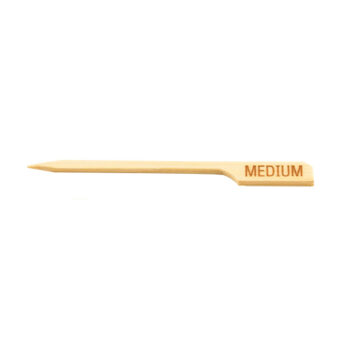 Palillo marcador de carne «Punto medio» TableCraft de bambú, 9 cm, paquete de 100