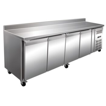 Mesa de congelación snack de 223 cm y cuatro puertas, con ruedas
