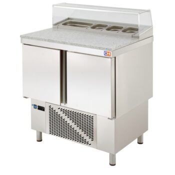 Mesa de preparación refrigerada de 91 cm con vitrina de ingredientes