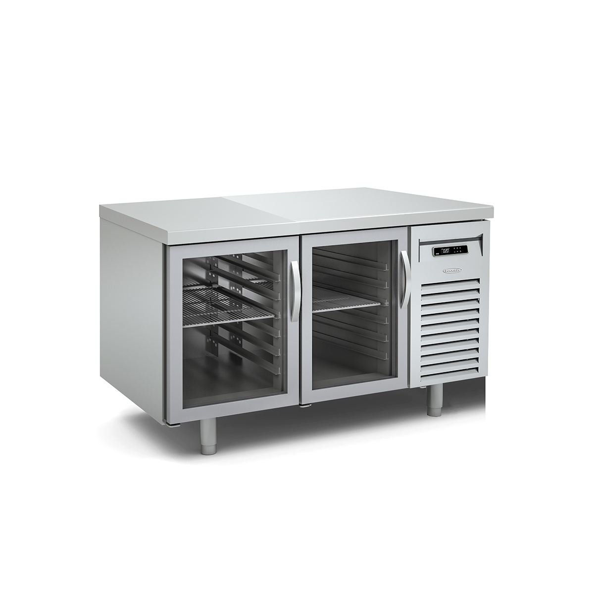 Mesa de pastelería 600 x 400 para frío remoto, de 120 a 225 cm (puertas de vidrio)