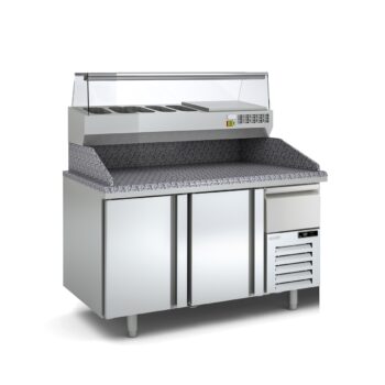 Mesa refrigerada de pizza con cajas para masa, fondo 800, de 157 a 262 cm