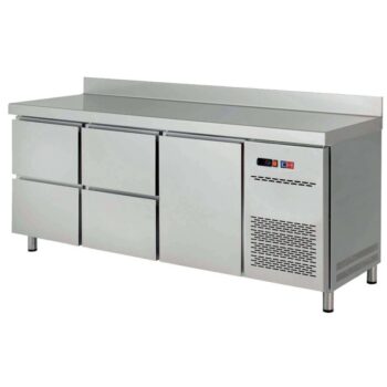 Mesa refrigerada snack de 202 cm con cuatro cajones y una puerta