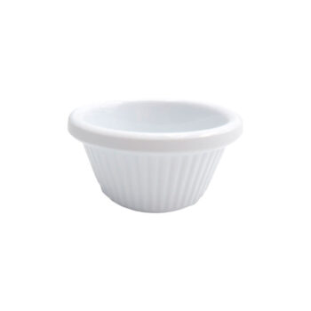 Ramekin acanalado de melamina sin BPA, 44 ml blanco