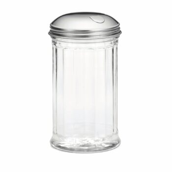 Salero y pimentero TableCraft de vidrio estriado con vertedor lateral, 355 ml