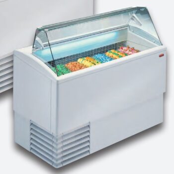 Vitrina de helados con cristal recto y curvo
