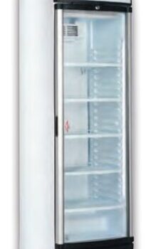 Armario expositor refrigerado de 345 litros con puerta de cristal curvo y cajón luminoso