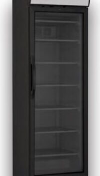 Armario expositor refrigerado negro de 345 litros con cajón luminoso