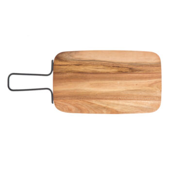 Paleta rectangular de madera y metal, 38,5 x 21,5 cm con mango de 12 cm