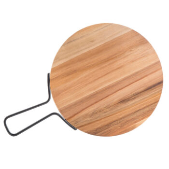 Paleta redonda de madera y metal, 30,5 cm Ø con mango metálico de 12 cm