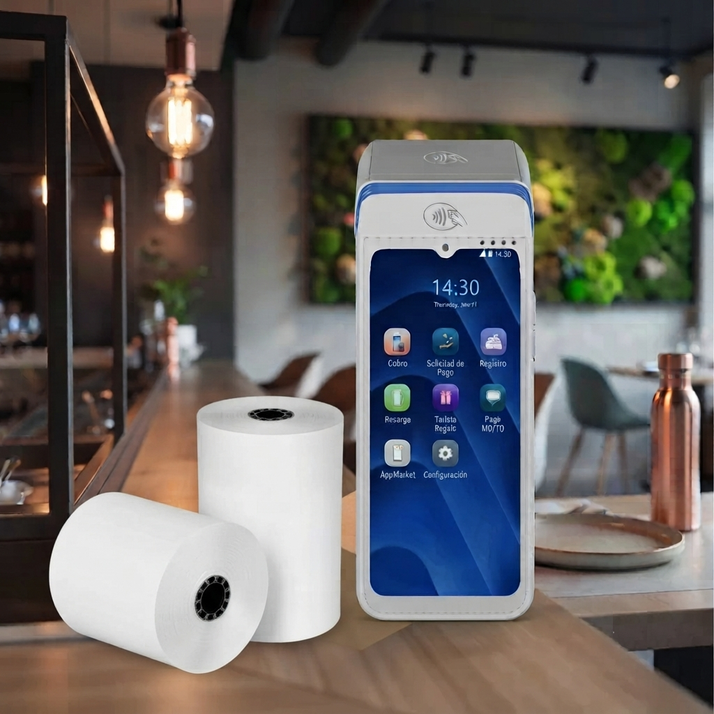 Papel térmico de 57 mm para datáfono, caja de 50 rollos