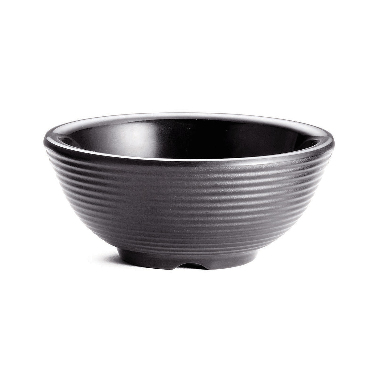 Ramekin redondo acanalado TableCraft de melamina, 120 ml negro