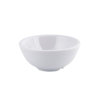 Ramekin redondo acanalado TableCraft de melamina, 120 ml blanco