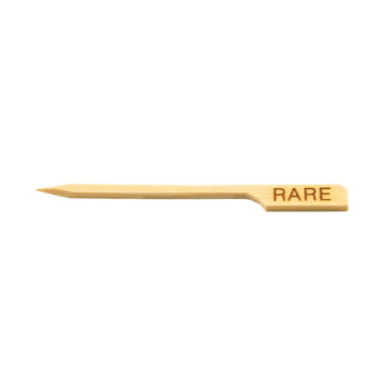 Palillo marcador de carne «Poco hecho» TableCraft de bambú, 9 cm, paquete de 100