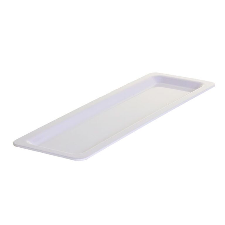 Recipiente GN 2/4 de melamina, 53 x 16 x 2 cm, blanco — Caja de 24 unidades