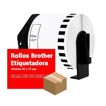 Rollos de etiquetas adhesivas para etiquetadora Brother, caja de 30