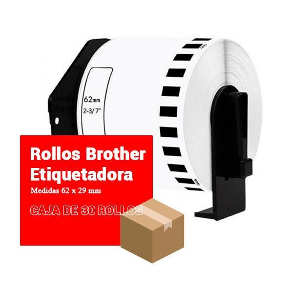 Rollos de etiquetas adhesivas para etiquetadora Brother, caja de 30