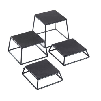Set de 4 elevadores cuadrados antideslizantes de acero negro, 15,2 x 15,2 cm, alturas de 5,1, 7,6, 10,2 y 15,2 cm
