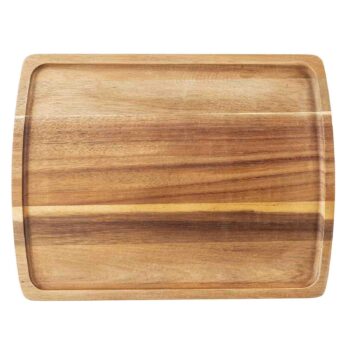 Tabla rectangular de madera de acacia con borde, 28 x 20,5 x 1,5 cm