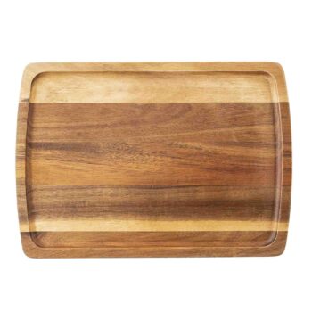 Tabla rectangular de madera de acacia con borde, 33 x 25,5 x 2 cm