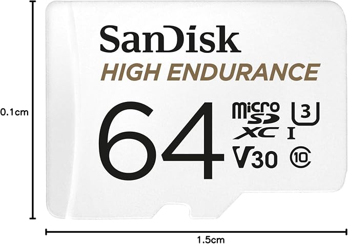 Tarjeta microSD de 64 GB para grabación continua en cámaras de seguridad