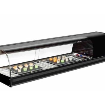 Vitrina refrigerada para sushi de cristal curvo templado