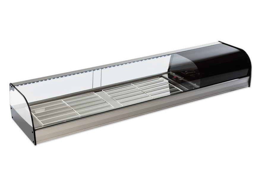 Vitrina refrigerada de tapas de cristal curvo con parrillas