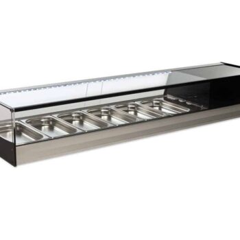 Vitrina refrigerada de tapas de cristal recto con cubetas GN 1/3