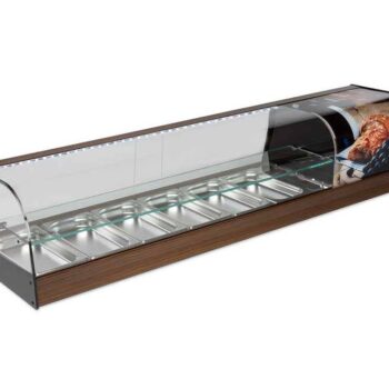 Vitrina refrigerada de tapas decorada con estante intermedio
