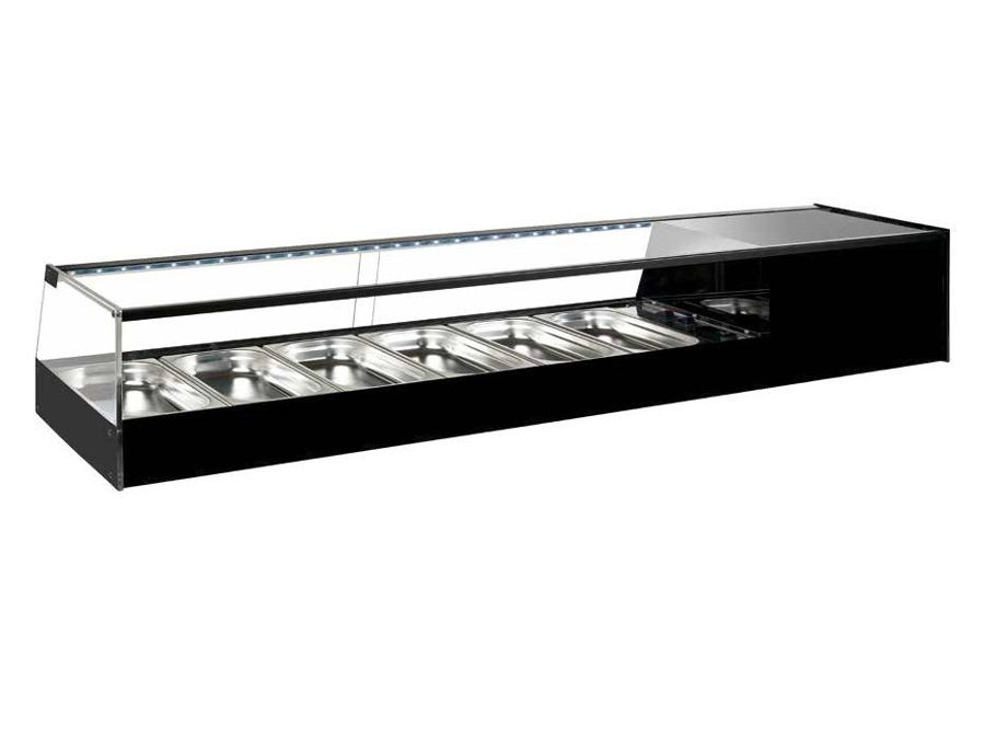 Vitrina refrigerada de tapas negra con cristal frontal con parrillas