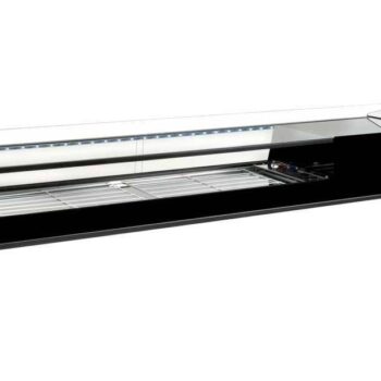 Vitrina refrigerada de tapas negra con cristal frontal sin perfilería con cubetas GN 1/3