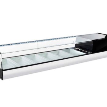 Vitrina refrigerada de acero inoxidable con bandejas de melamina