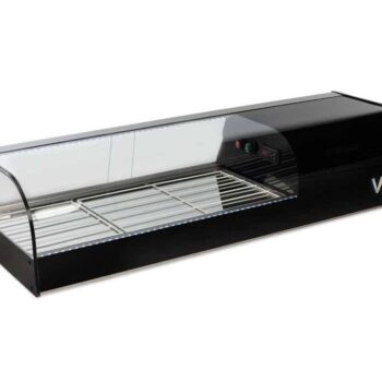 Vitrina refrigerada de tapas negra con cubetas
