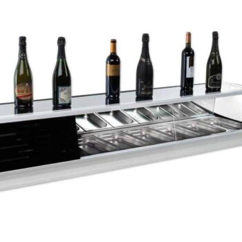 Vitrina refrigerada de contrabarra con cubetas