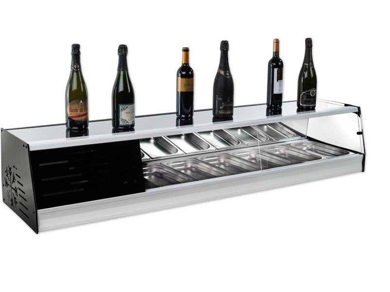 Vitrina refrigerada de contrabarra con cubetas