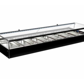 Vitrina refrigerada negra de cubetas con cristal frontal