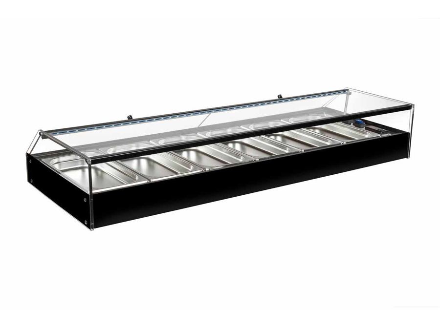 Vitrina refrigerada negra de cubetas con cristal frontal