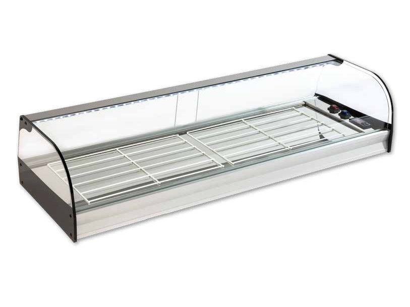 Vitrina refrigerada de tapas de cristal curvo con grupo remoto con parrillas