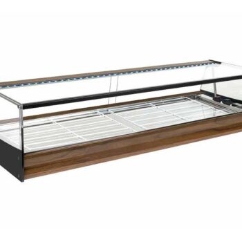 Vitrina refrigerada de tapas de cristal recto con grupo remoto con cubetas GN 1/3