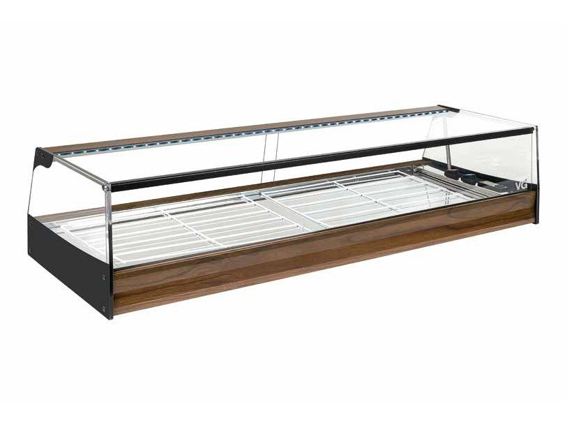 Vitrina refrigerada de tapas de cristal recto con grupo remoto con cubetas GN 1/3