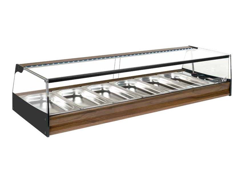 Vitrina refrigerada de tapas de cristal recto con grupo remoto con parrillas