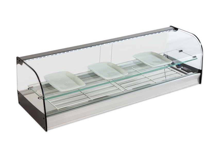Vitrina refrigerada de tapas de cristal curvo con estante y grupo remoto con parrillas