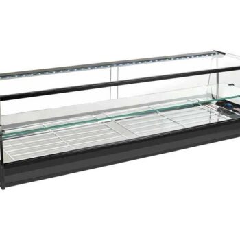 Vitrina refrigerada de tapas de cristal recto con estante y grupo remoto con cubetas GN 1/3