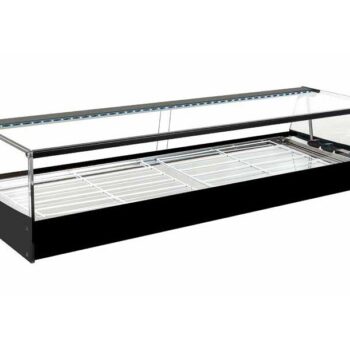 Vitrina refrigerada de tapas negra con cubetas, grupo remoto