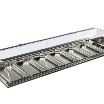 Vitrina refrigerada de cubetas para encastrar, cristal curvo