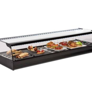 Vitrina refrigerada para pinchos con puertas correderas a ambos lados