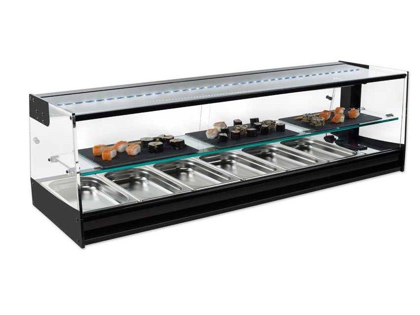 Vitrina refrigerada para sushi con estante intermedio, grupo remoto