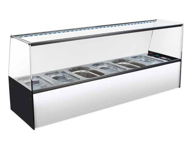 Vitrina refrigerada para ingredientes con cubetas GN 1/4 y cristal recto