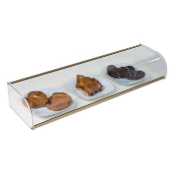 Vitrina neutra de cristal curvo con perfil de aluminio