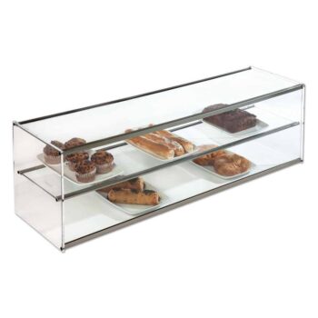 Vitrina neutra de cristal recto con estante intermedio y perfil de aluminio