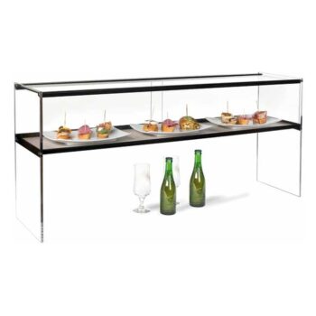 Vitrina neutra elevada para pinchos con zona inferior abierta